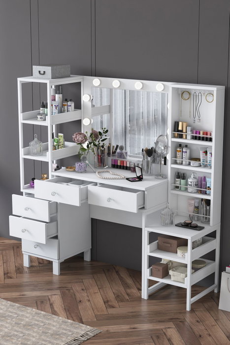 Hanah Home Mesa de Maquillaje BJ154 - 3861 Blanca con 10 Focos Hanah Home Mesa de Maquillaje BJ154 - 3861 Blanca con 10 Focos